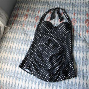 Retro B&W Polka Dot Swimsuit M